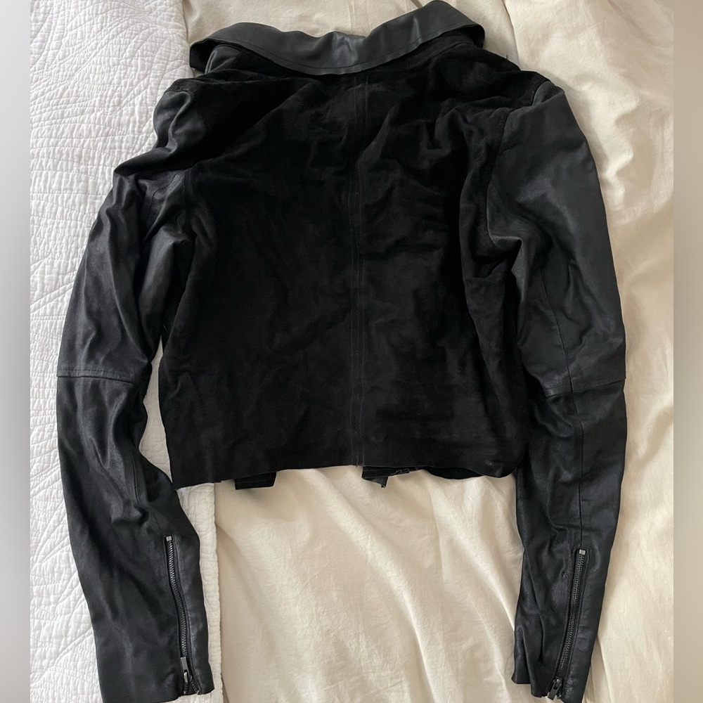 PAIGE Silvie Black Leather and Suede Jacket - Picture 7 of 8